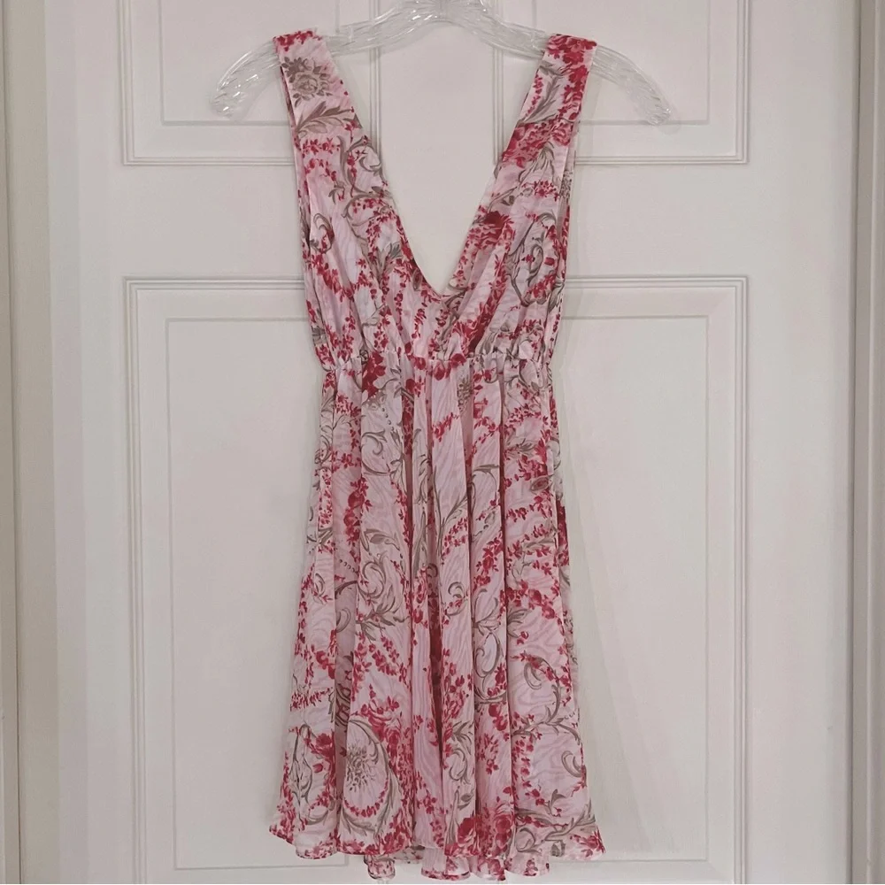 🌸3/$25 Gilligan & O’Malley Pink & Red Floral Babydoll Chemise Nightgown, Size S - Picture 3 of 11